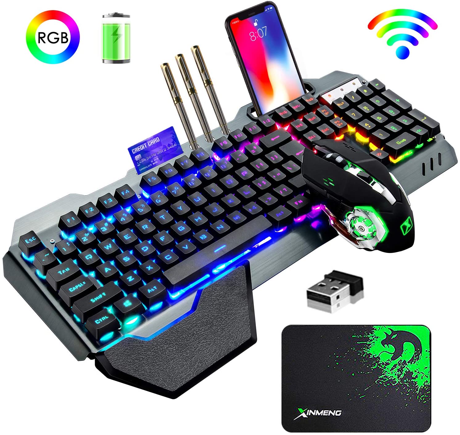 Gaming Keyboard And Mouse Wireless - Combo de teclado y ratón inalámbricos