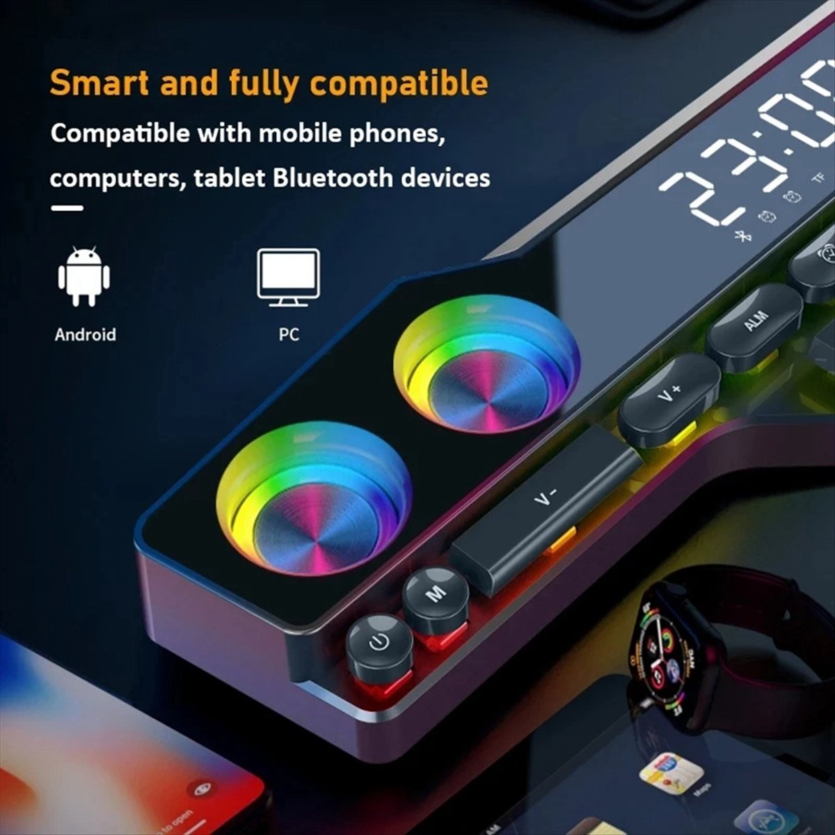 Gaming Keyboard Bluetooth - Altavoces DTC5 V18 con Luces LED