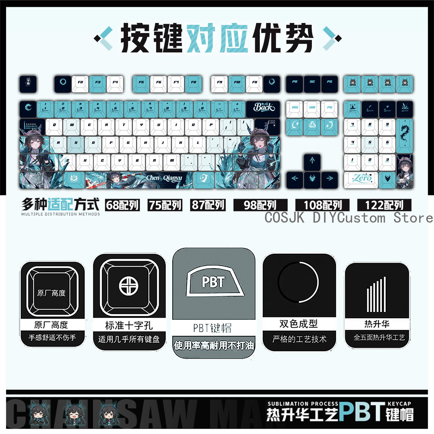 122 Teclas Anime Chen Qianyu A - Gaming Keyboard Top reseña y precio
