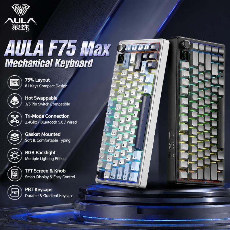 Teclado Mecánico AULA F75 Max, - Gaming Keyboard Nearby reseña y precio