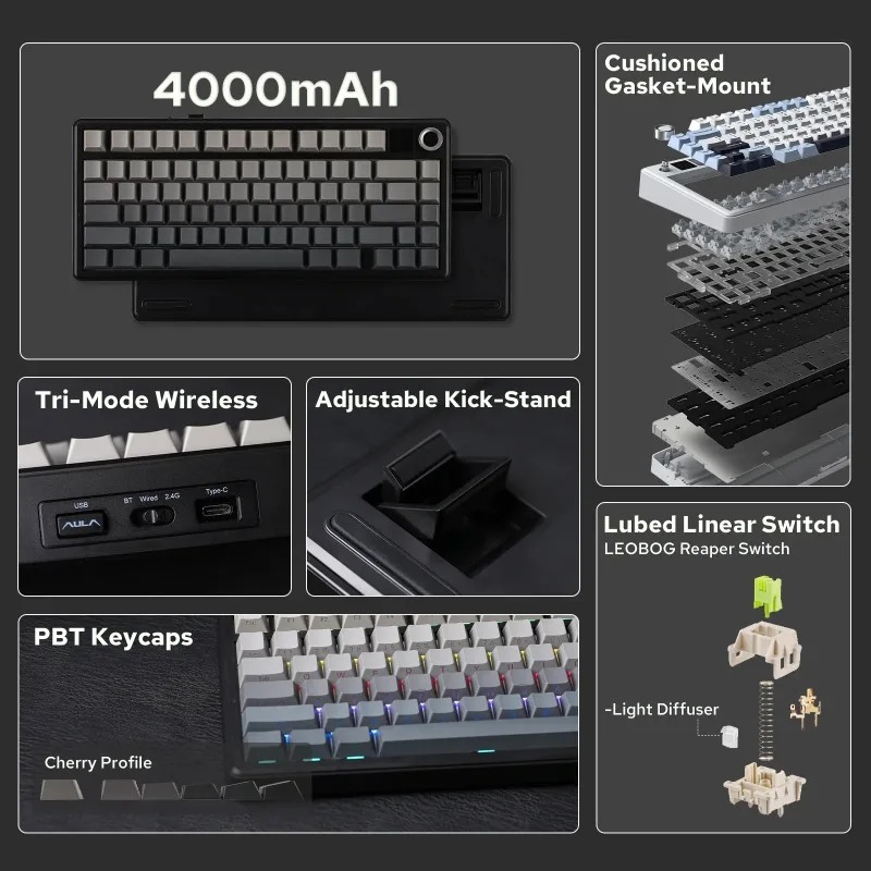 Teclado Mecánico AULA F75 Max, - Gaming Keyboard Nearby reseña y precio