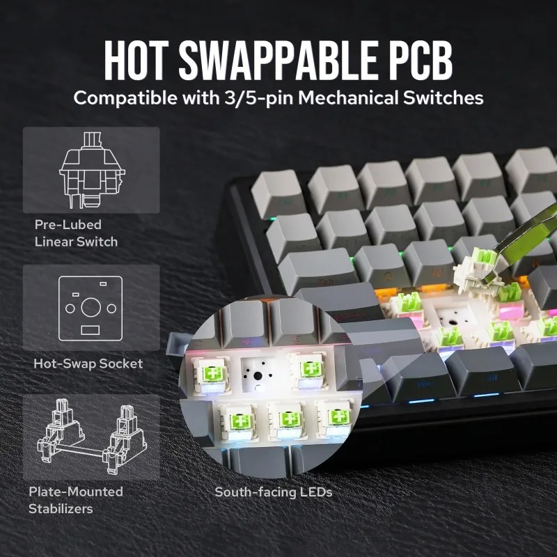 Teclado Mecánico AULA F75 Max, - Gaming Keyboard Nearby reseña y precio